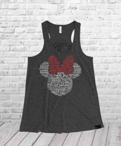 Minnie Ladies Racerback Tank Top Character Word Cloud Shirt - Image 5
