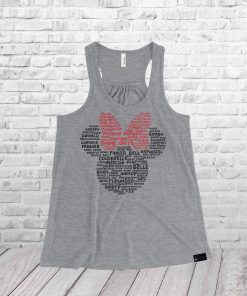 Minnie Ladies Racerback Tank Top Character Word Cloud Shirt - Image 4