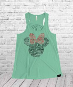Minnie Ladies Racerback Tank Top Character Word Cloud Shirt - Image 6