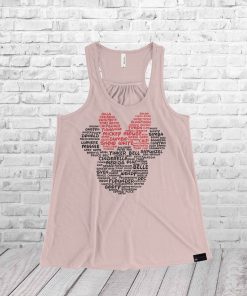 Minnie Ladies Racerback Tank Top Character Word Cloud Shirt - Image 11