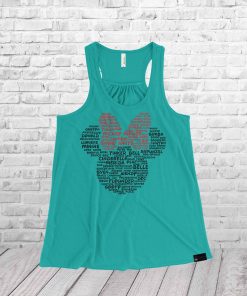 Minnie Ladies Racerback Tank Top Character Word Cloud Shirt - Image 12