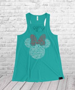 Minnie Ladies Racerback Tank Top Character Word Cloud Shirt - Image 13