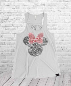 Minnie Ladies Racerback Tank Top Character Word Cloud Shirt - Image 14