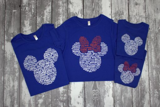 Matching Disney World Family Vacation Shirts Featuring Mickey and Minnie Head Ears Can Be Customized/Personalized With Your Name