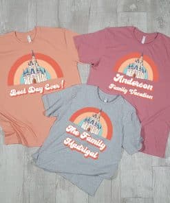 Rainbow Disney Castle Matching Family Vacation Shirts Custom Retro Disney World WDW Disneyland Disney Trip Shirt