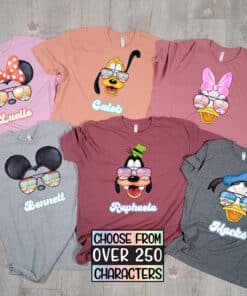 Matching Disney Sunglass Watercolor Shirts, Vintage Disney Water Color Sunglasses Custom Disney Family Sunglass Shirts, Personalized Disney Family Vacation Trip Tee Shirts