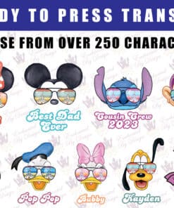 Sunglass Characters Disney World Matching Family Shirts Ready To Press DTF Heat Transfer Sunglasses DIY Iron On HTV Heat Press Sublimation Decal svg png vector